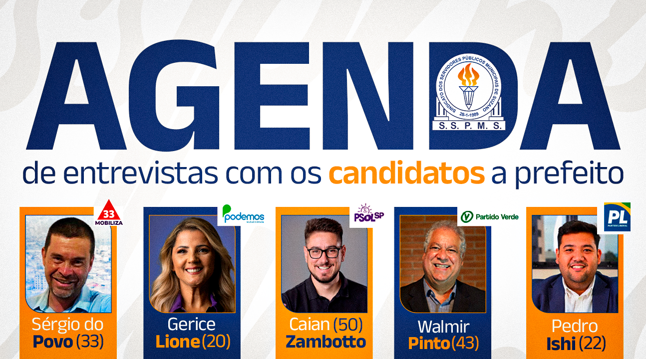 Confira a agenda de entrevistas com os candidatos à Prefeitura de Suzano. Primeiro encontro será na quinta (12/9)